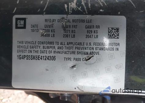 2014 Buick Verano Leather Group из США, поврежденный, VIN 1G4PS5SK6E4124306